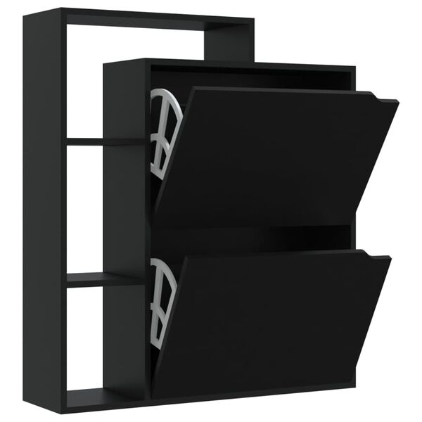 vidaX fekete forg&aacute;cslap cipősszekr&eacute;ny 79,5 x 24 x 90,5 cm