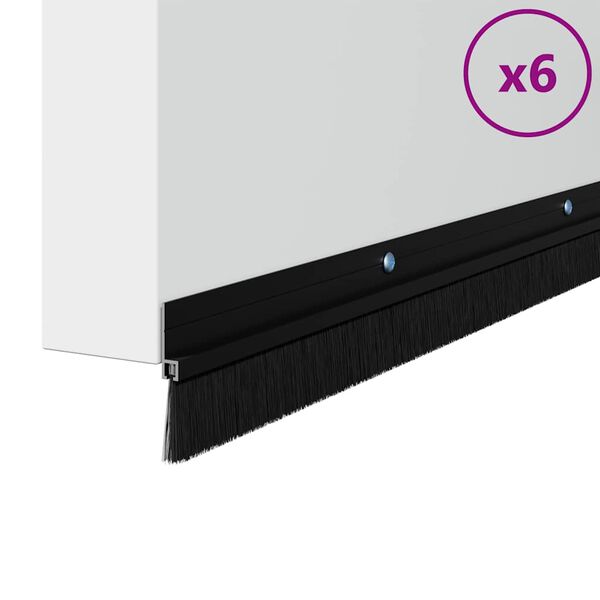 vidaXL Csavaros Ajt&oacute; Kefe Z&aacute;r 6 pcs Fekete 100 cm Alum&iacute;nium &ouml;tv&ouml;zet