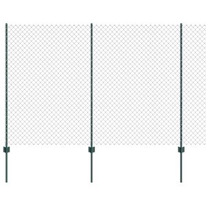 vidaXL L&aacute;nccelpes ker&iacute;t&eacute;s oszloppal 10 x 1,5 m PVC-bevonatos ac&eacute;l Z&ouml;ld