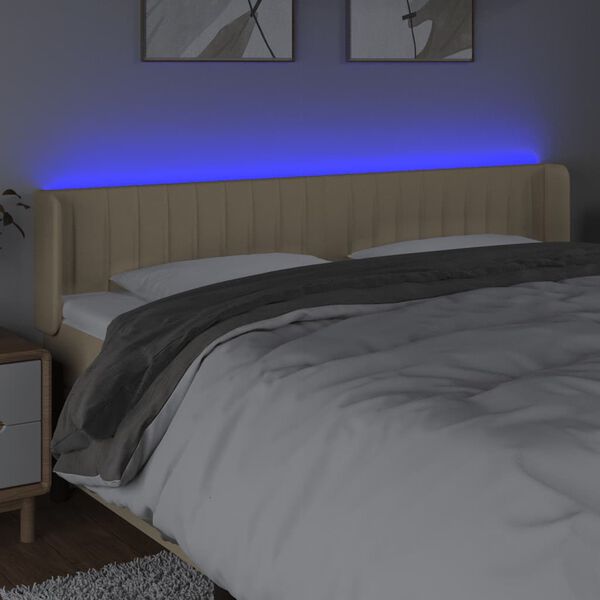 vidaXL kr&eacute;msz&iacute;nű sz&ouml;vet LED-es fejt&aacute;mla 203 x 16 x 78/88 cm