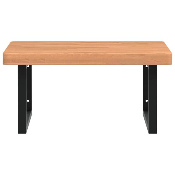 vidaXL acél és tömör bükkfa falra szerelhető mosdópolc