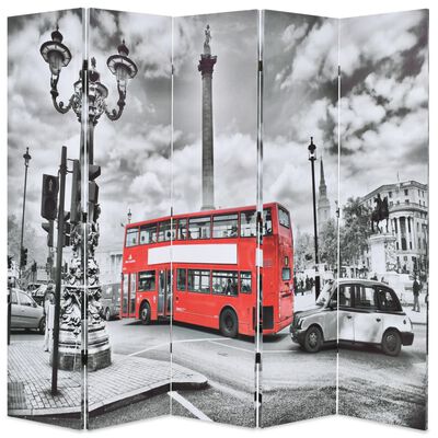 vidaXL fekete-fehér londoni busz mintás paraván 200 x 170 cm