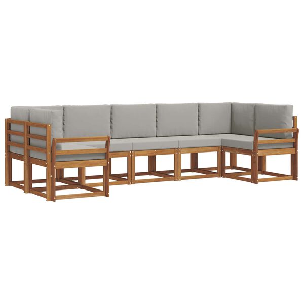 vidaXL K&uuml;lt&eacute;ri kanap&eacute; szett 7 pcs Term&eacute;szetes &eacute;s Vil&aacute;gossz&uuml;rke