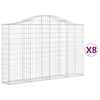 vidaXL 8 db íves horganyzott vas gabion kosár 200x30x120/140 cm