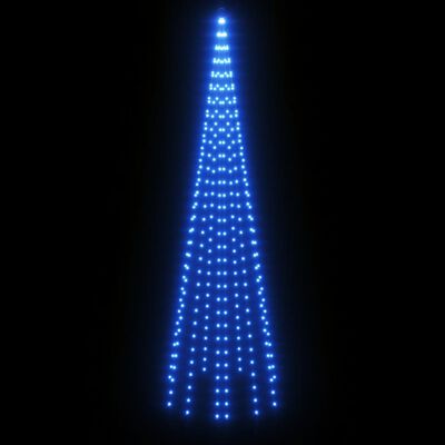 vidaXL karácsonyfa zászlórúdon 310 kék LED-del 300 cm