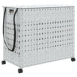 vidaXL feh&eacute;r rattan szennyeskos&aacute;r kerekekkel 66x35x60 cm