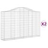 vidaXL 2 db &iacute;ves horganyzott vas gabion kos&aacute;r 200x30x120/140 cm