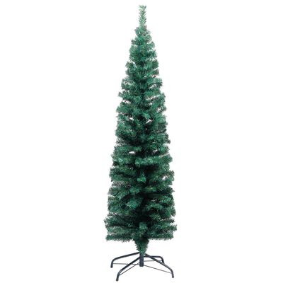 vidaXL zöld megvilágított vékony műkarácsonyfa gömb szettel 150 cm