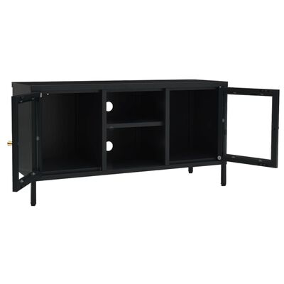 vidaXL fekete acél és üveg TV-szekrény 105 x 35 x 52 cm