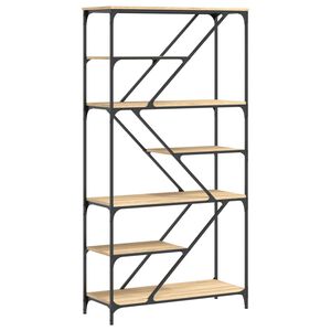 vidaXL sonoma t&ouml;lgy sz&iacute;nű szerelt fa &eacute;s ac&eacute;l k&ouml;nyvespolc 91x36x176 cm