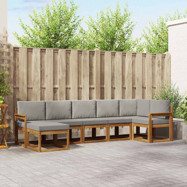 vidaXL K&uuml;lt&eacute;ri kanap&eacute; szett 7 pcs Term&eacute;szetes &eacute;s Vil&aacute;gossz&uuml;rke