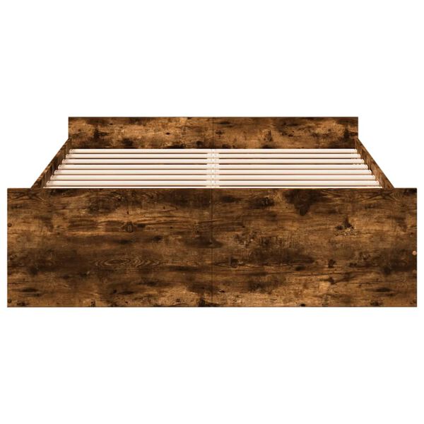 vidaXL f&uuml;st&ouml;s t&ouml;lgy sz&iacute;nű szerelt fa &aacute;gykeret fi&oacute;kokkal 140 x 190 cm