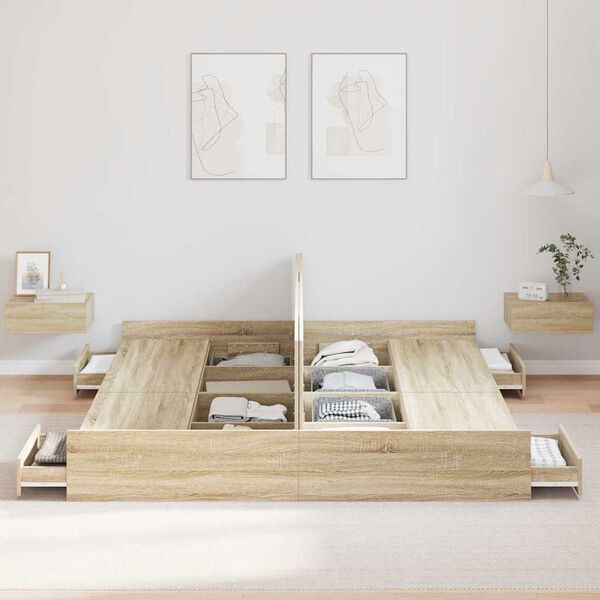 vidaXL &Aacute;gykeret t&aacute;rol&oacute;val fi&oacute;kkal Sonoma t&ouml;lgy 180 x 200 cm Faanyag