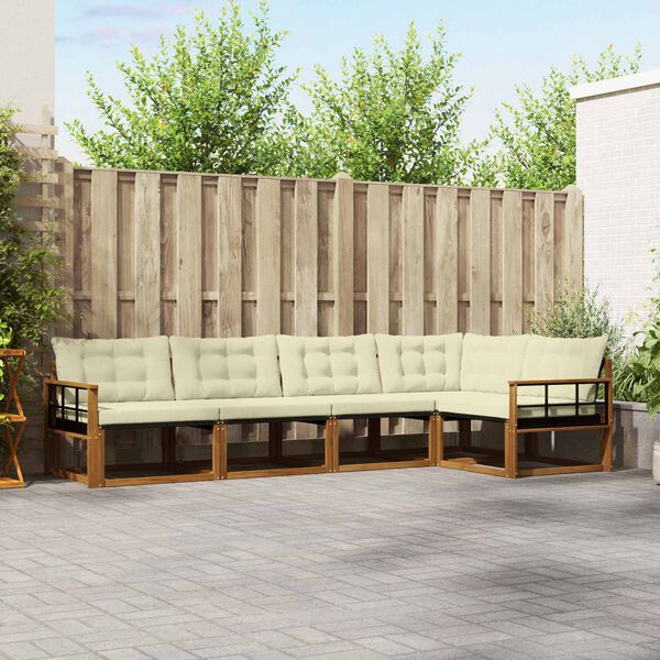 vidaXL K&uuml;lt&eacute;ri kanap&eacute; szett p&aacute;rn&aacute;val 5 pcs Term&eacute;szetes &eacute;s kr&eacute;msz&iacute;nű