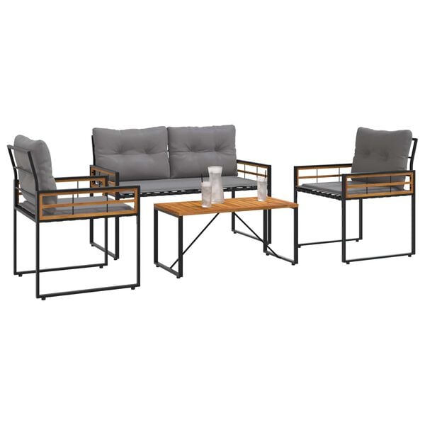 vidaXL Kültéri Bútor Szett párnával 4 pcs Világosszürke