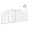 vidaXL 3 db íves horganyzott vas gabion kosár 400x30x140/160 cm
