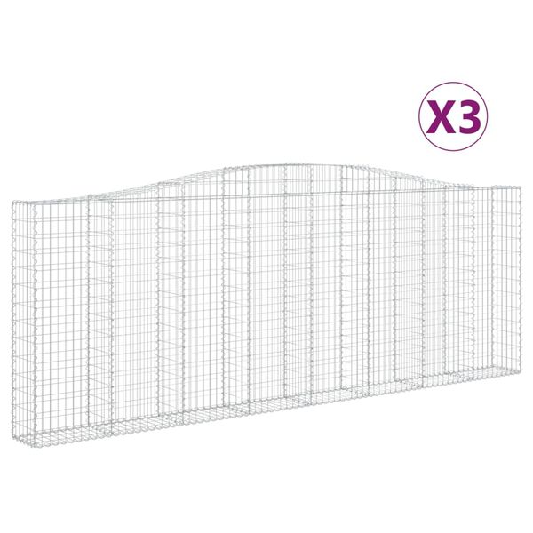 vidaXL 3 db íves horganyzott vas gabion kosár 400x30x140/160 cm