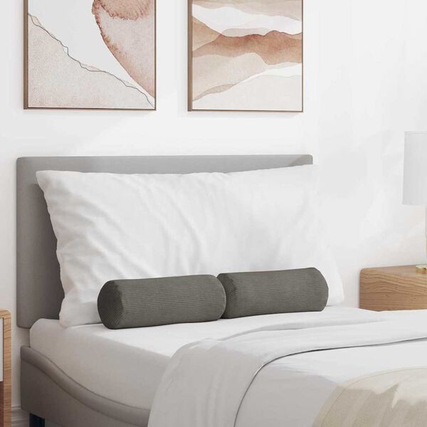 vidaXL Hengerpárnák 2 pcs Világosszürke Ø 15 x 40 cm Bársonyos szövet