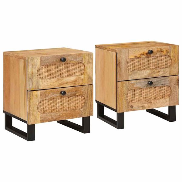 vidaXL &Eacute;jjeliszekr&eacute;ny 2 pcs Term&eacute;szetes 40 x 33 x 46 cm T&ouml;m&ouml;r Mang&oacute;f&aacute;t