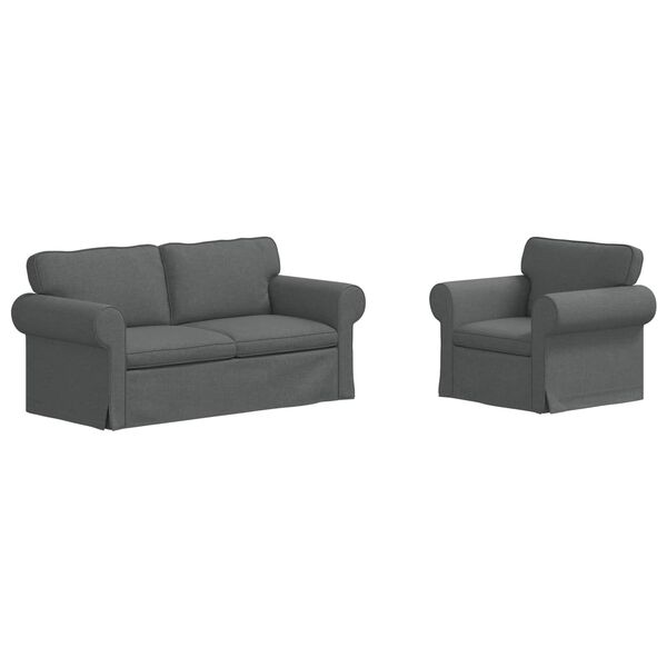 vidaXL Kanap&eacute; Szett 2 pcs S&ouml;t&eacute;tsz&uuml;rke 175 x 82 x 80 cm sz&ouml;vet