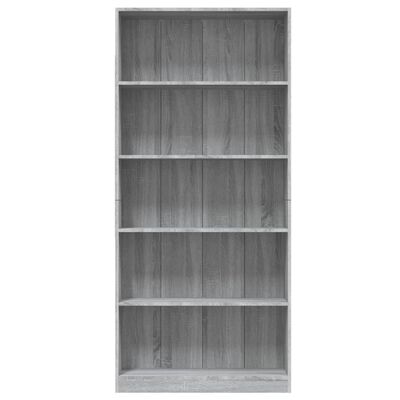 vidaXL 5 szintes szürke sonoma szerelt fa könyvszekrény 80x24x175 cm