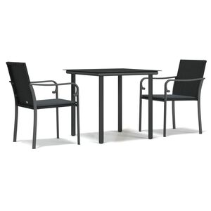 vidaXL 3 r&eacute;szes polyrattan &eacute;s ac&eacute;l kerti &eacute;tkezőgarnit&uacute;ra p&aacute;rn&aacute;val