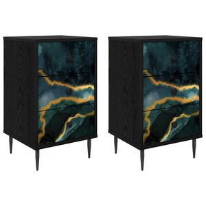vidaXL &Eacute;jjeliszekr&eacute;ny WIJHE 2 db Fekete T&ouml;lgy 36 x 33 x 61 cm