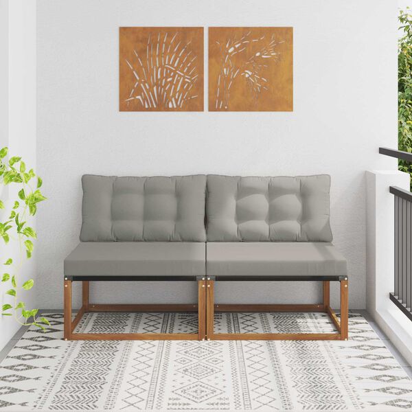 vidaXL 2 Darab K&uuml;lt&eacute;ri k&ouml;z&eacute;pső kanap&eacute; T&ouml;m&ouml;r Ak&aacute;cfa Term&eacute;szetes