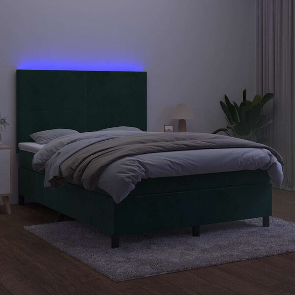 vidaXL s&ouml;t&eacute;tz&ouml;ld b&aacute;rsony rug&oacute;s &eacute;s LED-es &aacute;gy matraccal 140x200 cm