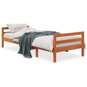 vidaXL viaszbarna t&ouml;m&ouml;r fenyőfa &aacute;gy matrac n&eacute;lk&uuml;l 75 x 190 cm