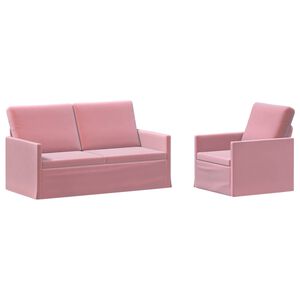 vidaXL Kanap&eacute; Szett 2 pcs R&oacute;zsasz&iacute;n B&aacute;rsony