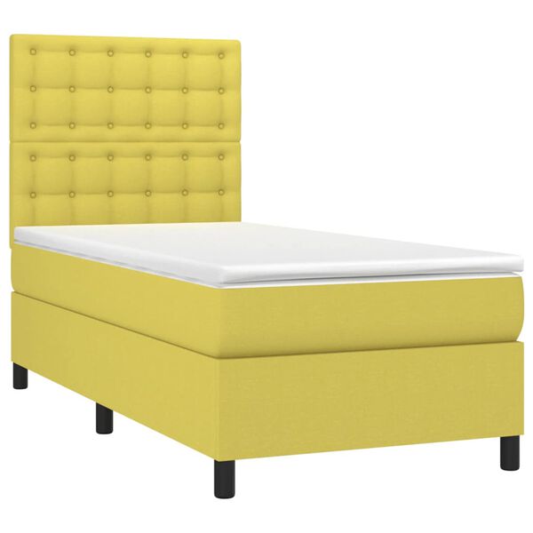 vidaXL z&ouml;ld sz&ouml;vet rug&oacute;s &eacute;s LED-es &aacute;gy matraccal 90x190 cm