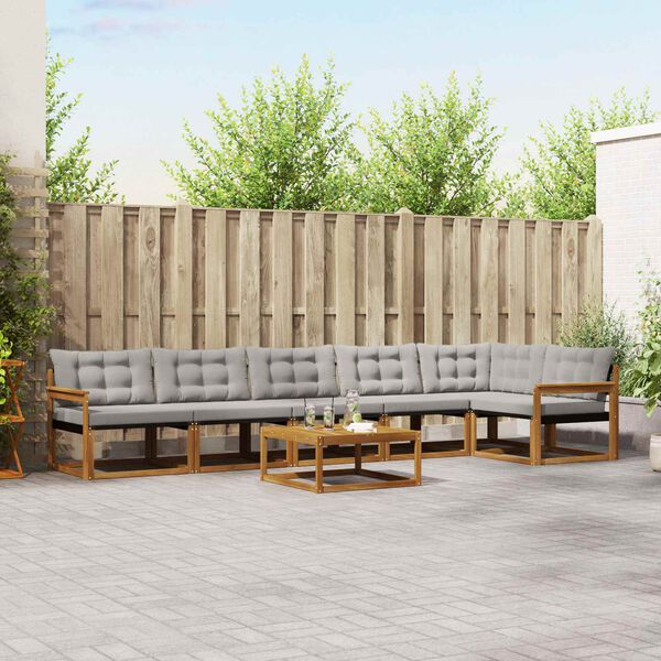 vidaXL K&uuml;lt&eacute;ri kanap&eacute; szett 7 pcs Term&eacute;szetes &eacute;s Vil&aacute;gossz&uuml;rke