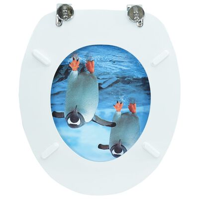 vidaXL pingvinmintás MDF WC-ülőke fedéllel