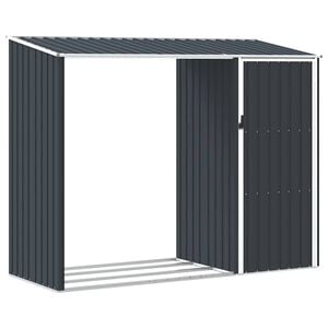 vidaXL antracitsz&uuml;rke horganyzott ac&eacute;l kerti tűzifat&aacute;rol&oacute; 245x98x159cm