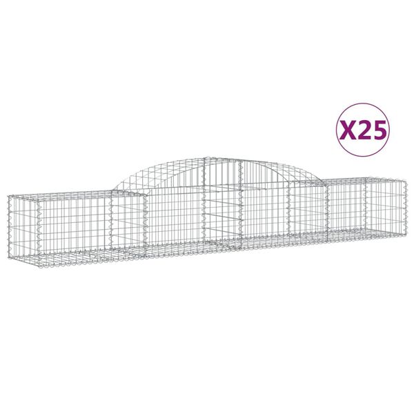 vidaXL 25 db íves horganyzott vas gabion kosár 300x50x40/60 cm