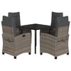 vidaXL 5 r&eacute;szes sz&uuml;rke polyrattan kerti &eacute;tkezőgarnit&uacute;ra p&aacute;rn&aacute;val