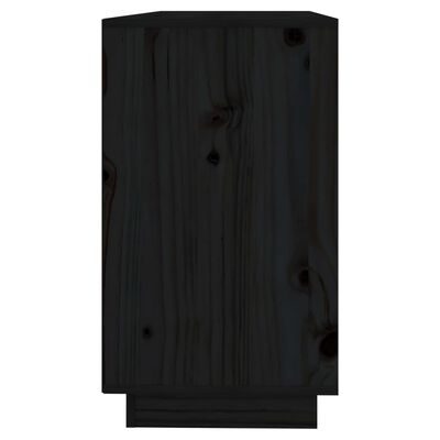 vidaXL fekete tömör fenyőfa tálalószekrény 111 x 34 x 60 cm