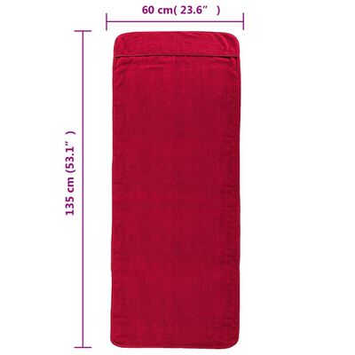 vidaXL 4 db burgundi vörös 400 GSM szövet strandtörölköző 60 x 135 cm