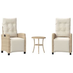 vidaXL 3 r&eacute;szes b&eacute;zs polyrattan bisztr&oacute;garnit&uacute;ra p&aacute;rn&aacute;val