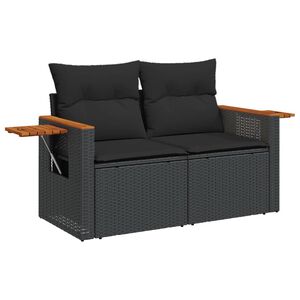 vidaXL 2 szem&eacute;lyes fekete polyrattan kerti kanap&eacute; p&aacute;rn&aacute;val