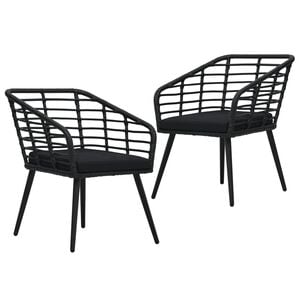 vidaXL 2 db fekete polyrattan kerti sz&eacute;k p&aacute;rn&aacute;val