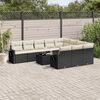 vidaXL 11 r&eacute;szes fekete polyrattan kerti &uuml;lőgarnit&uacute;ra p&aacute;rn&aacute;kkal