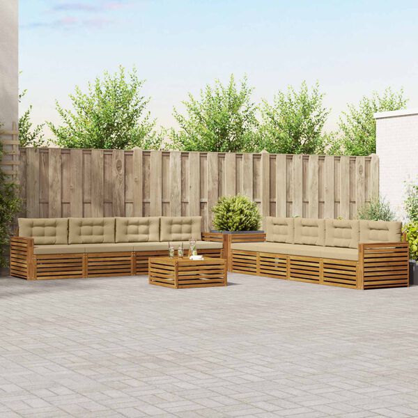 vidaXL K&uuml;lt&eacute;ri kanap&eacute; szett p&aacute;rn&aacute;val 9 pcs Term&eacute;szetes &eacute;s b&eacute;zs