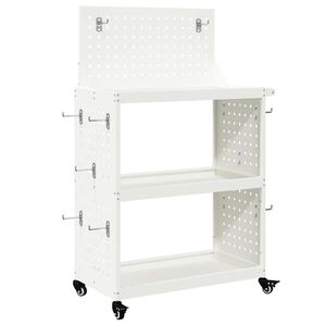 vidaXL Eszk&ouml;z Kocsi Feh&eacute;r 65 x 35 x 111 cm Hidegen hengerelt ac&eacute;l