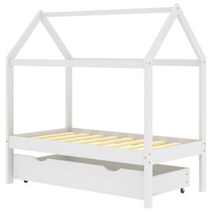 vidaXL feh&eacute;r t&ouml;m&ouml;r fenyőfa gyerek&aacute;gykeret fi&oacute;kkal 70 x 140 cm