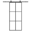 vidaXL fekete ESG &uuml;veg tol&oacute;ajt&oacute; f&eacute;mszerelv&eacute;ny-szettel 90x205 cm