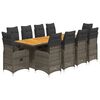 vidaXL 11 r&eacute;szes sz&uuml;rke polyrattan kerti bisztr&oacute;garnit&uacute;ra p&aacute;rn&aacute;kkal