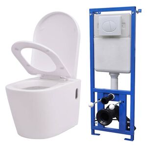 vidaXL Falra szerelhető feh&eacute;r ker&aacute;mia WC rejtett &ouml;bl&iacute;tőtart&aacute;llyal