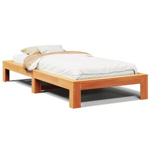 vidaXL viaszbarna t&ouml;m&ouml;r fenyőfa &aacute;gy matrac n&eacute;lk&uuml;l 90 x 190 cm